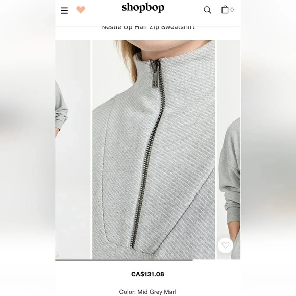 Sweaty Beatty Nestle Up Half Zip Cropped  Pullover Sweatshirt in Gray Marle XS - Picture 11 of 16